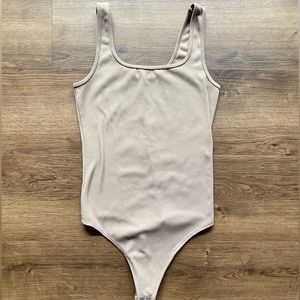 Abercrombie & Fitch Neutral Taupe Ribbed Bodysuit